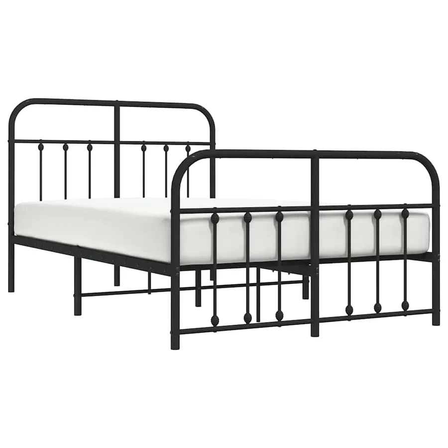 Cadre de lit métal sans matelas avec pied de lit noir 120x200cm - 5