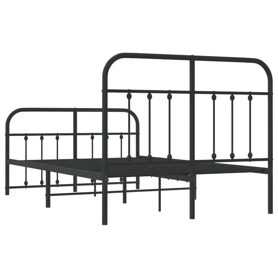 Cadre de lit métal sans matelas avec pied de lit noir 120x200cm - 8