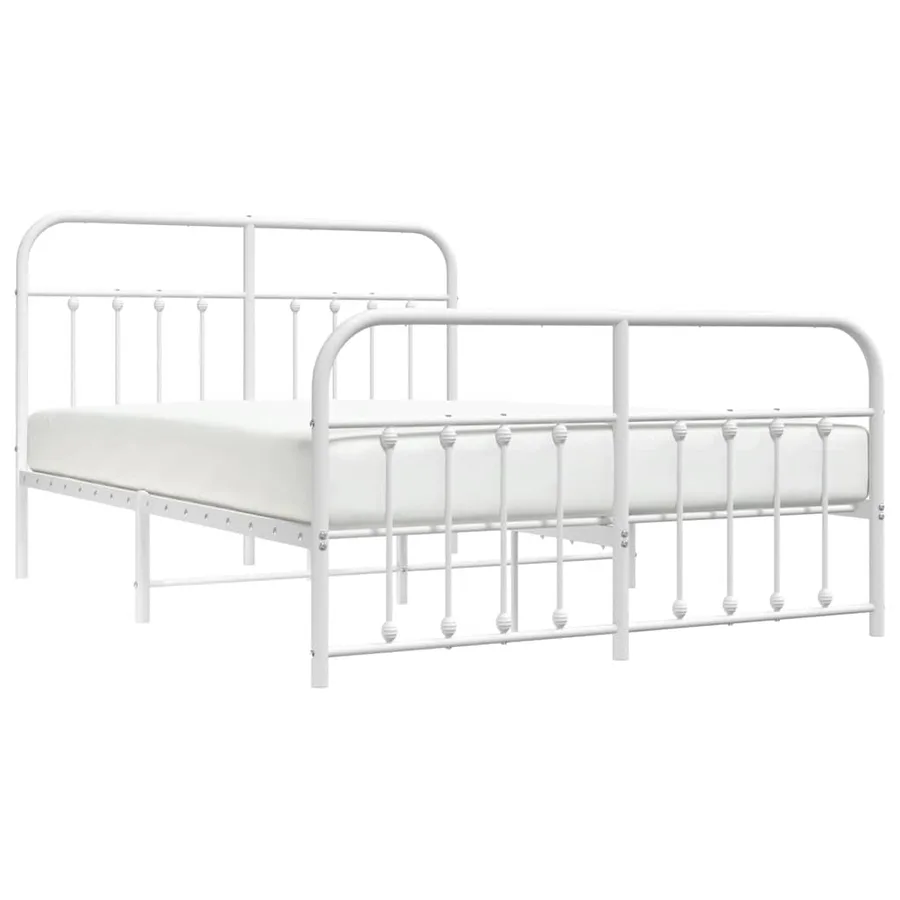 Cadre de lit métal sans matelas et pied de lit blanc 140x200 cm - 5