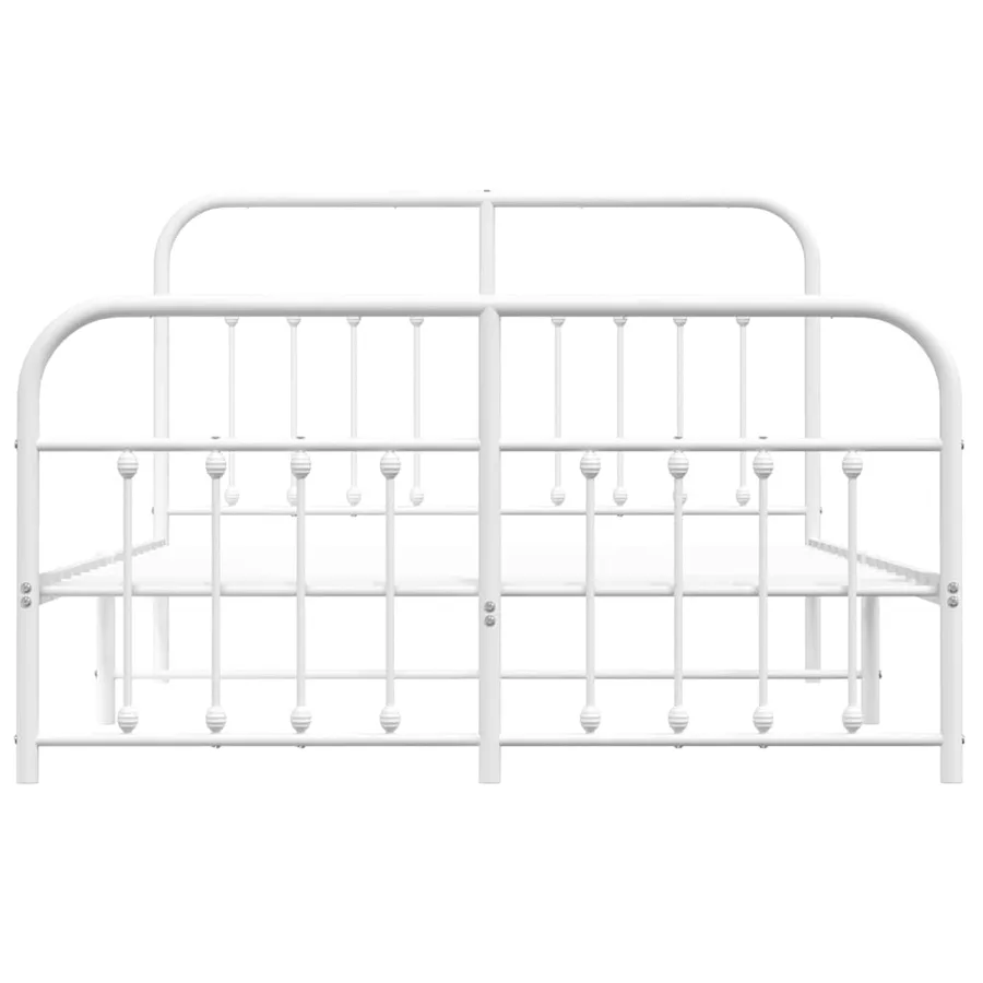 Cadre de lit métal sans matelas et pied de lit blanc 140x200 cm - 6