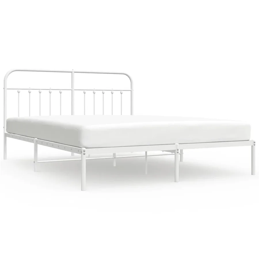 Cadre de lit métal sans matelas et tête de lit blanc 180x200 cm - 2
