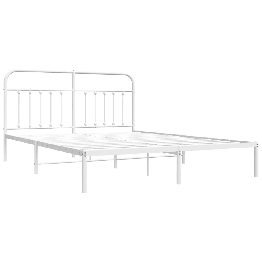 Cadre de lit métal sans matelas et tête de lit blanc 180x200 cm - 3
