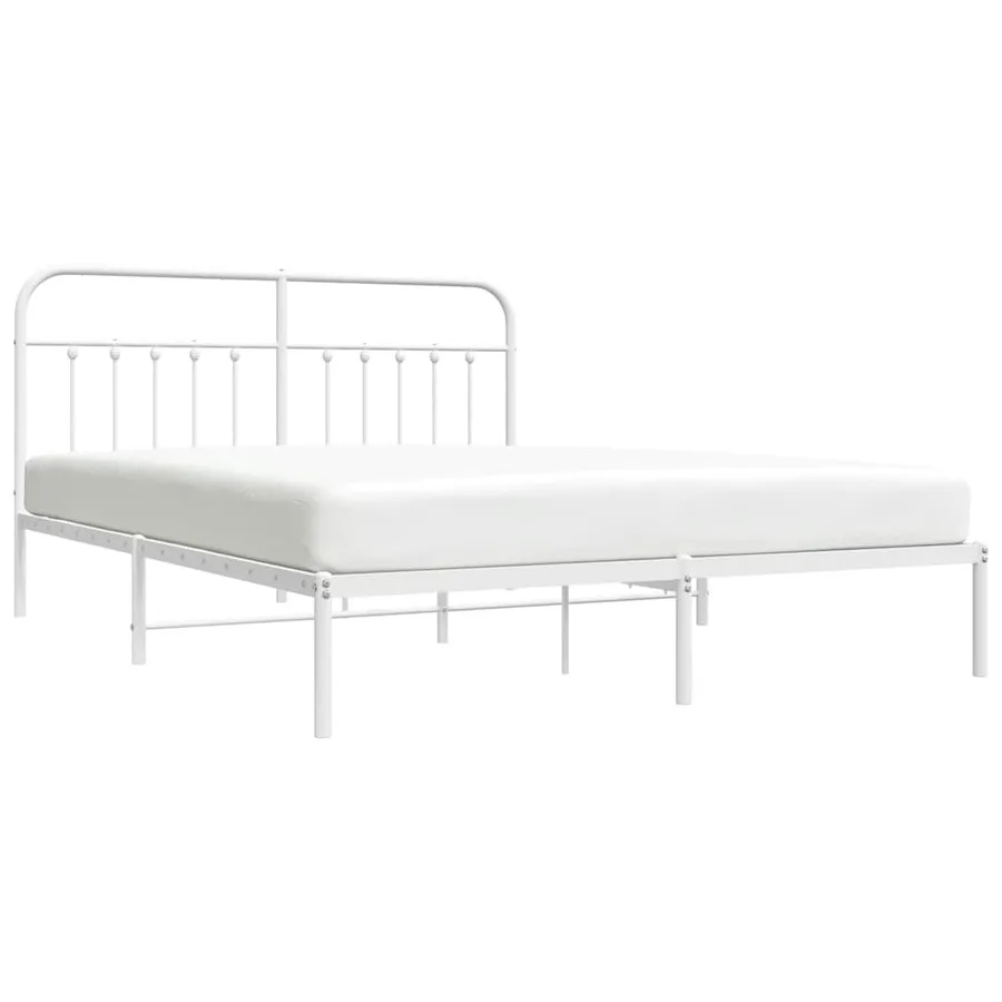 Cadre de lit métal sans matelas et tête de lit blanc 180x200 cm - 5