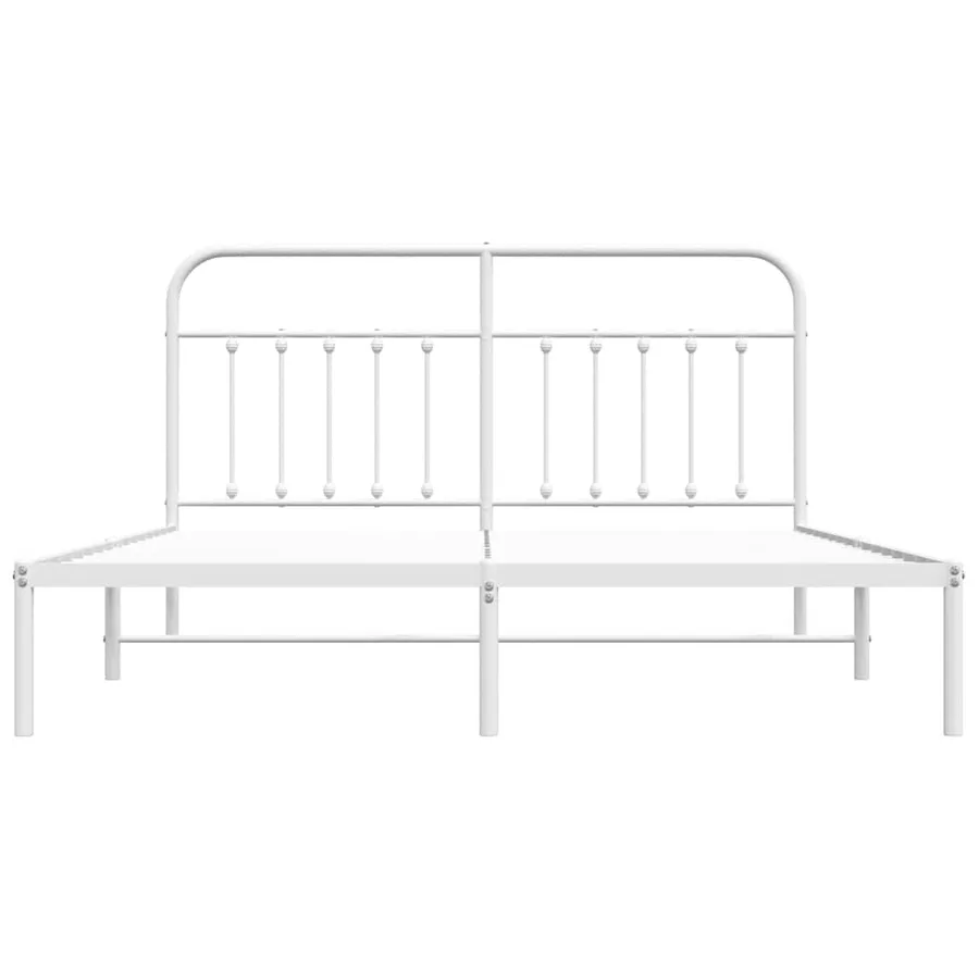 Cadre de lit métal sans matelas et tête de lit blanc 180x200 cm - 6