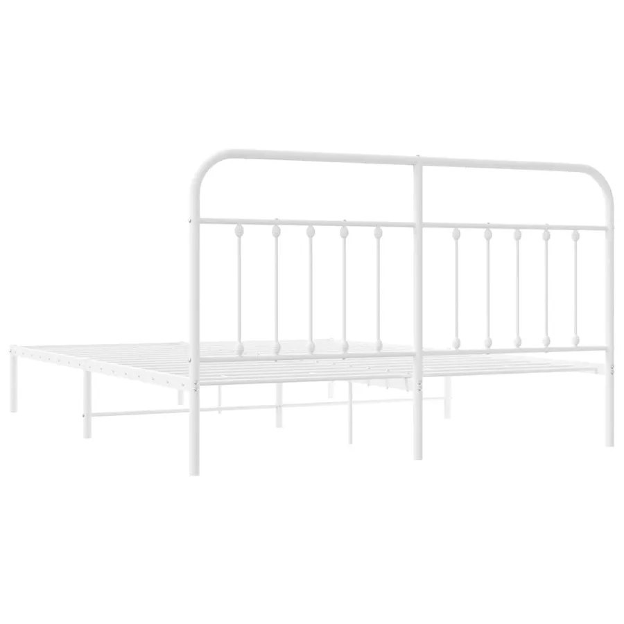 Cadre de lit métal sans matelas et tête de lit blanc 180x200 cm - 8