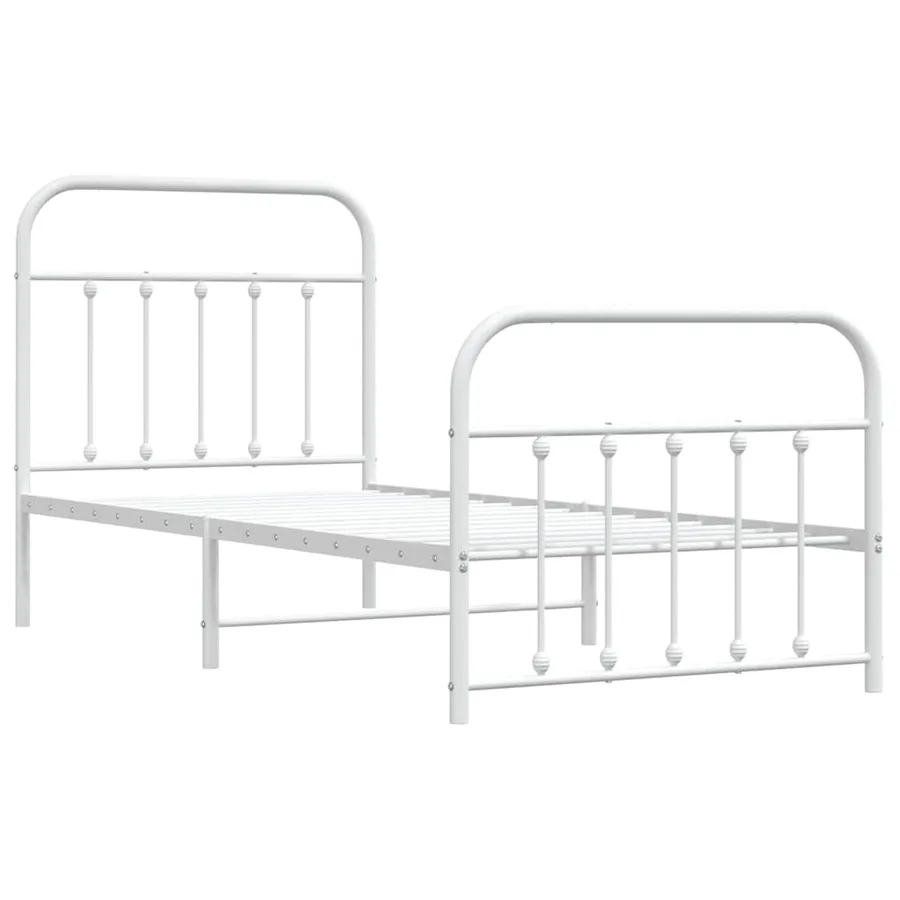 Cadre de lit métal sans matelas avec pied de lit blanc 90x200cm - 3