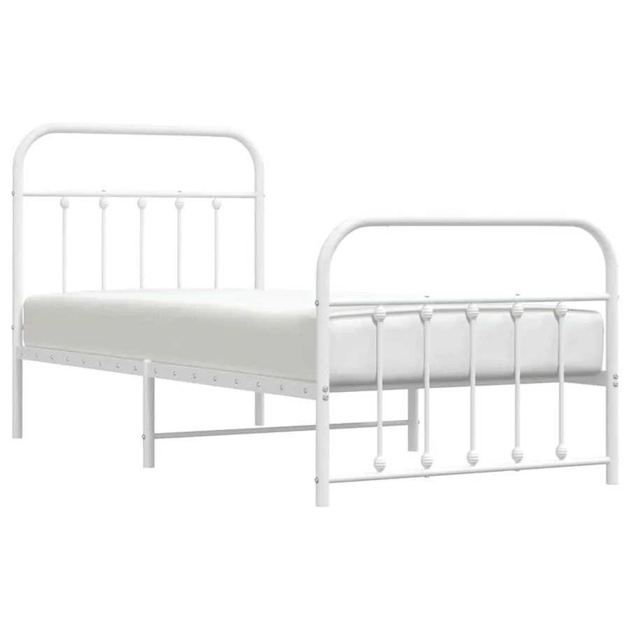 Cadre de lit métal sans matelas avec pied de lit blanc 90x200cm - 5