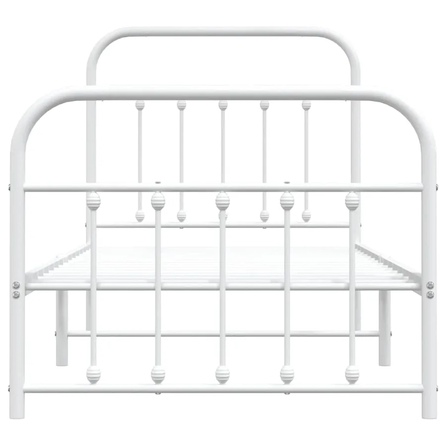 Cadre de lit métal sans matelas avec pied de lit blanc 90x200cm - 6