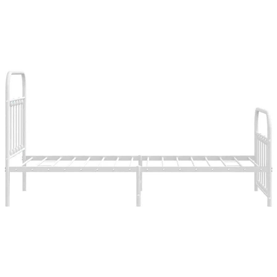 Cadre de lit métal sans matelas avec pied de lit blanc 90x200cm - 7