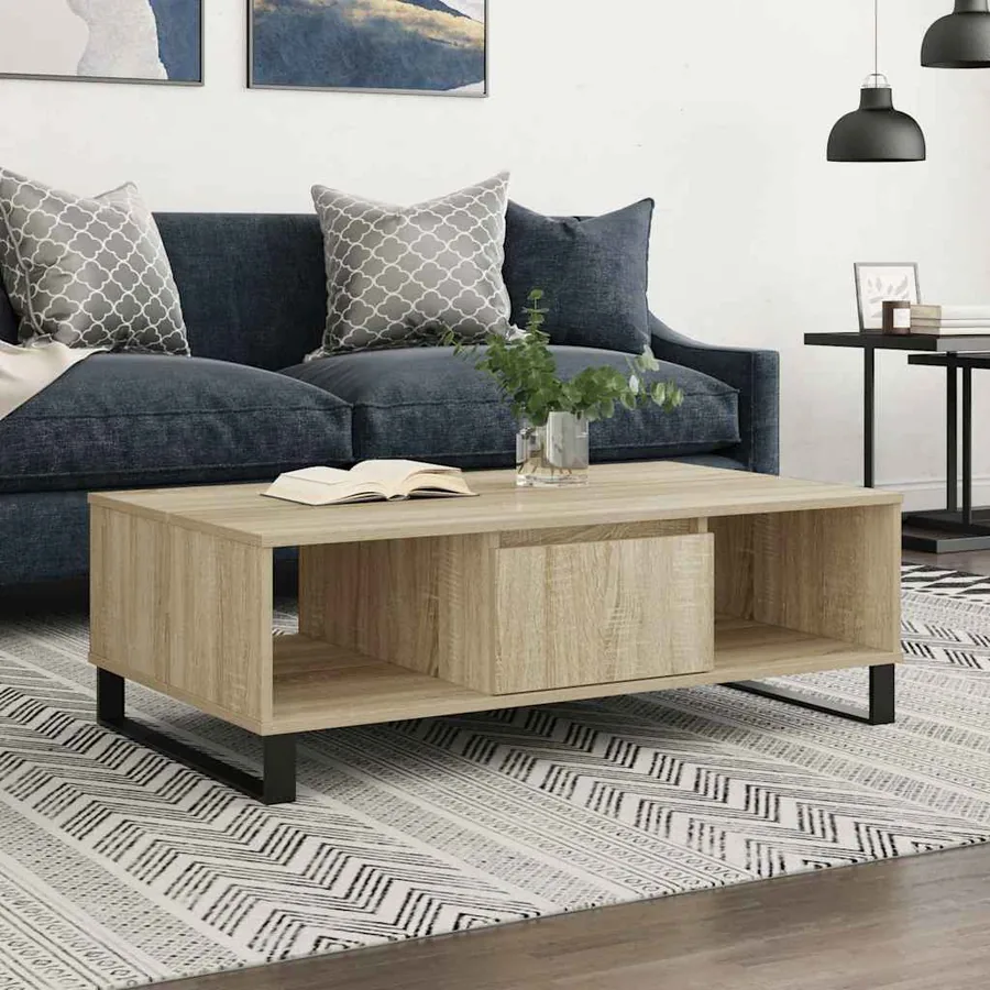Table basse chêne sonoma 104x60x35 cm bois d'ingénierie
