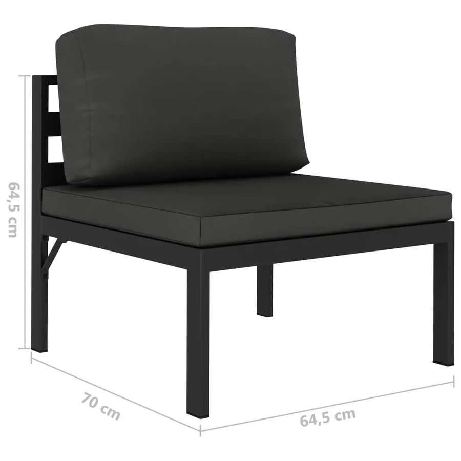 Salon de jardin 4 pcs avec coussins Aluminium Anthracite - 5