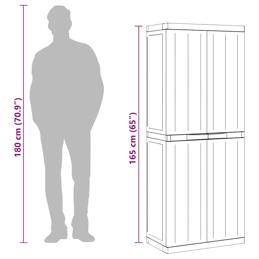 Armoire de rangement d'extérieur noir 65x37x165 cm PP - 13
