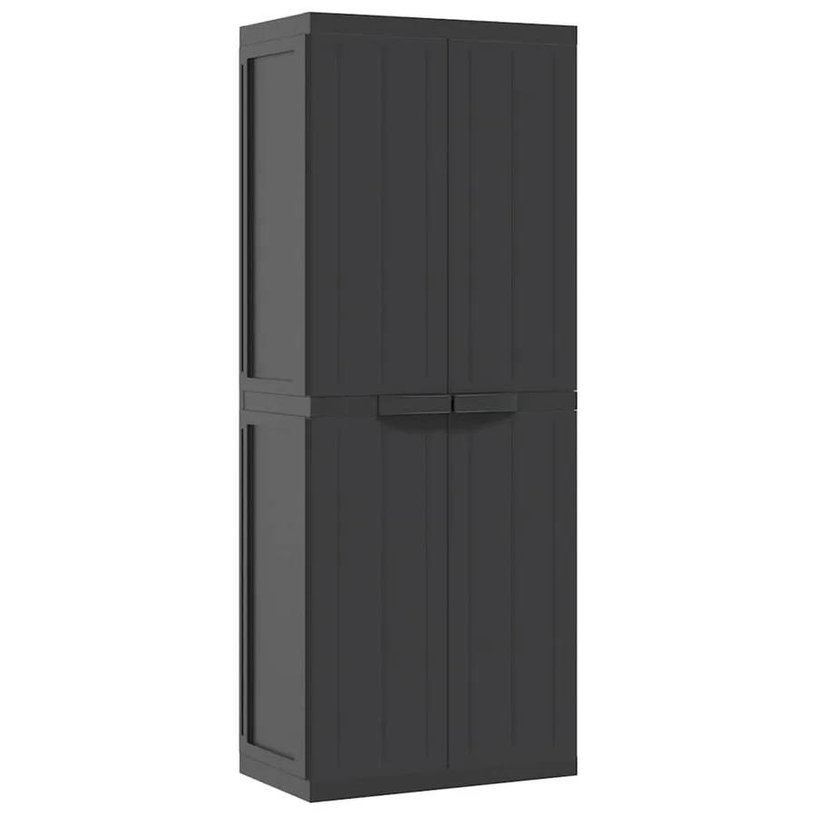 Armoire de rangement d'extérieur noir 65x37x165 cm PP - 2
