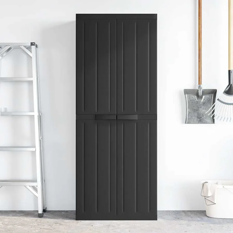 Armoire de rangement d'extérieur noir 65x37x165 cm PP - 3