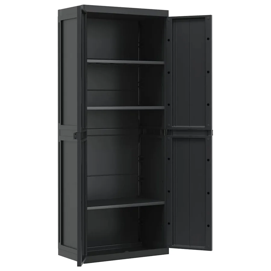 Armoire de rangement d'extérieur noir 65x37x165 cm PP - 6