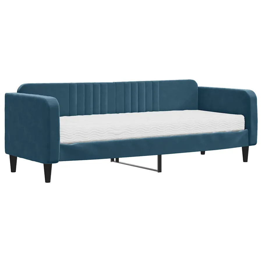 Lit de jour avec matelas bleu 80x200 cm velours - 2
