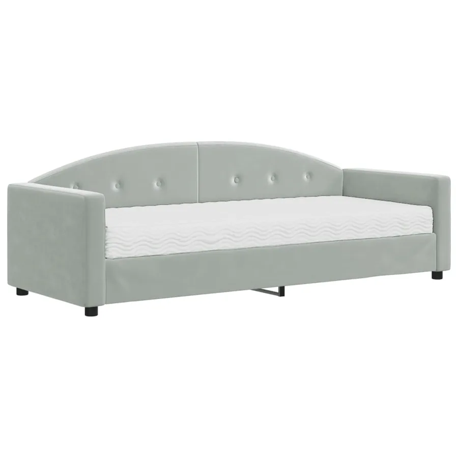 Lit de jour avec matelas gris clair 80x200 cm velours - 2
