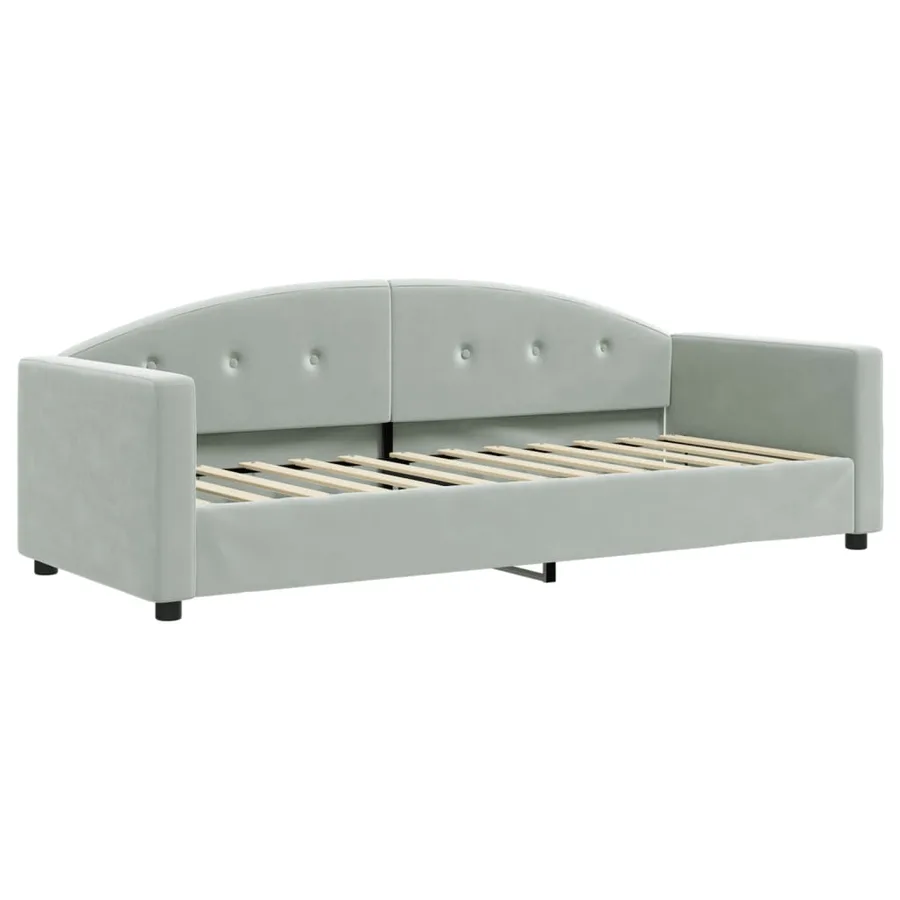 Lit de jour avec matelas gris clair 80x200 cm velours - 3