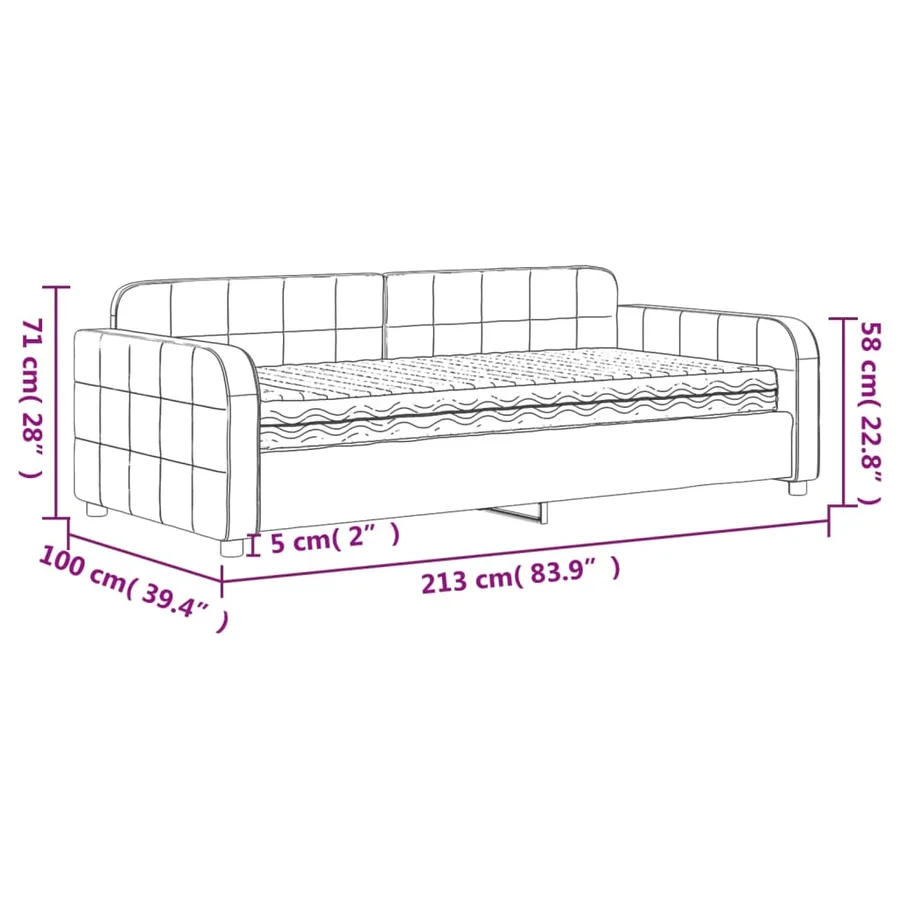 Lit de jour avec matelas gris clair 90x190 cm velours - 12