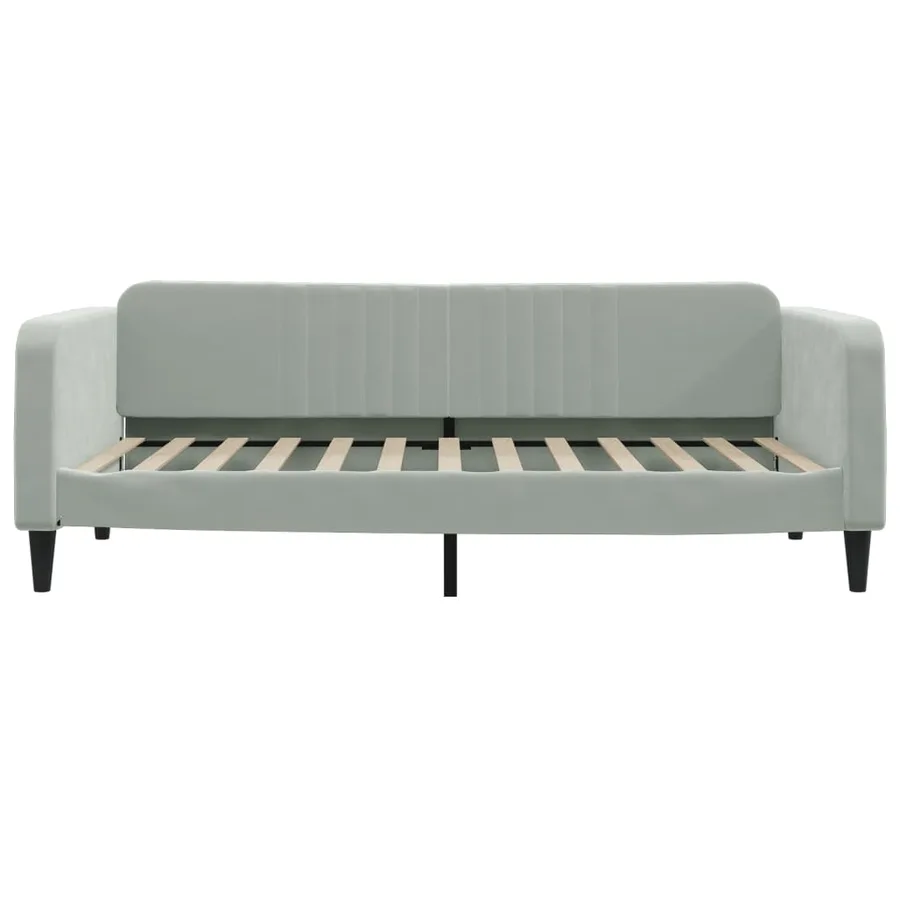 Lit de jour avec matelas gris clair 100x200 cm velours - 4