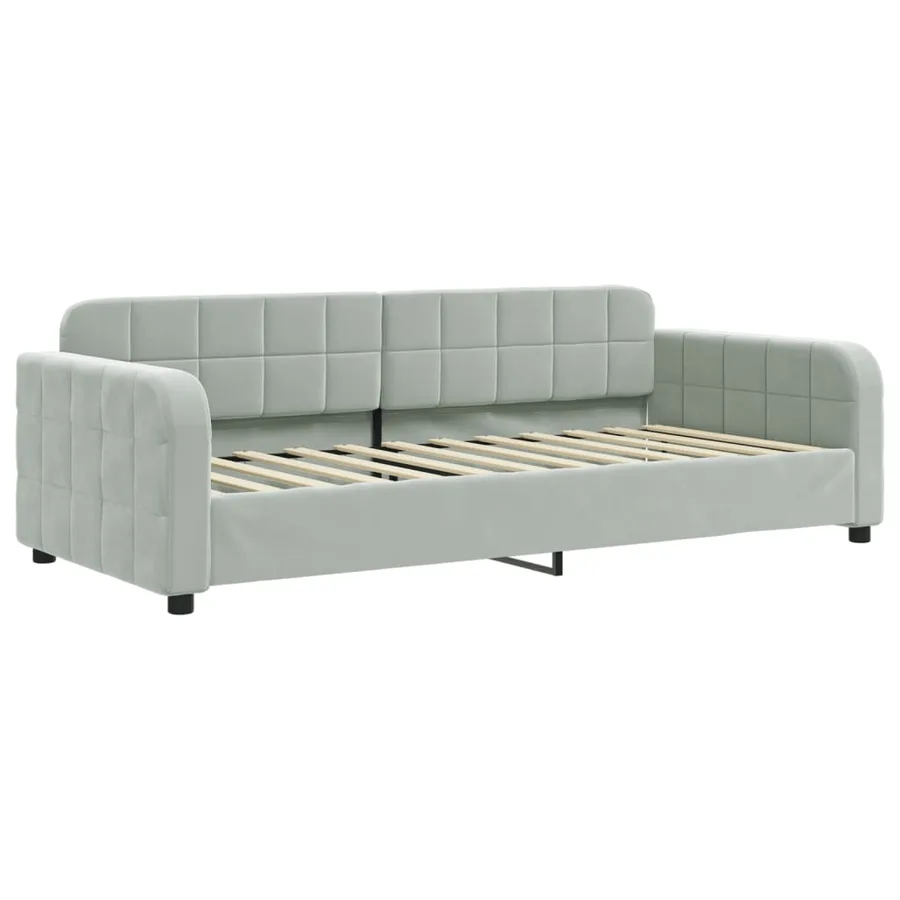 Lit de jour avec matelas gris clair 90x200 cm velours - 3