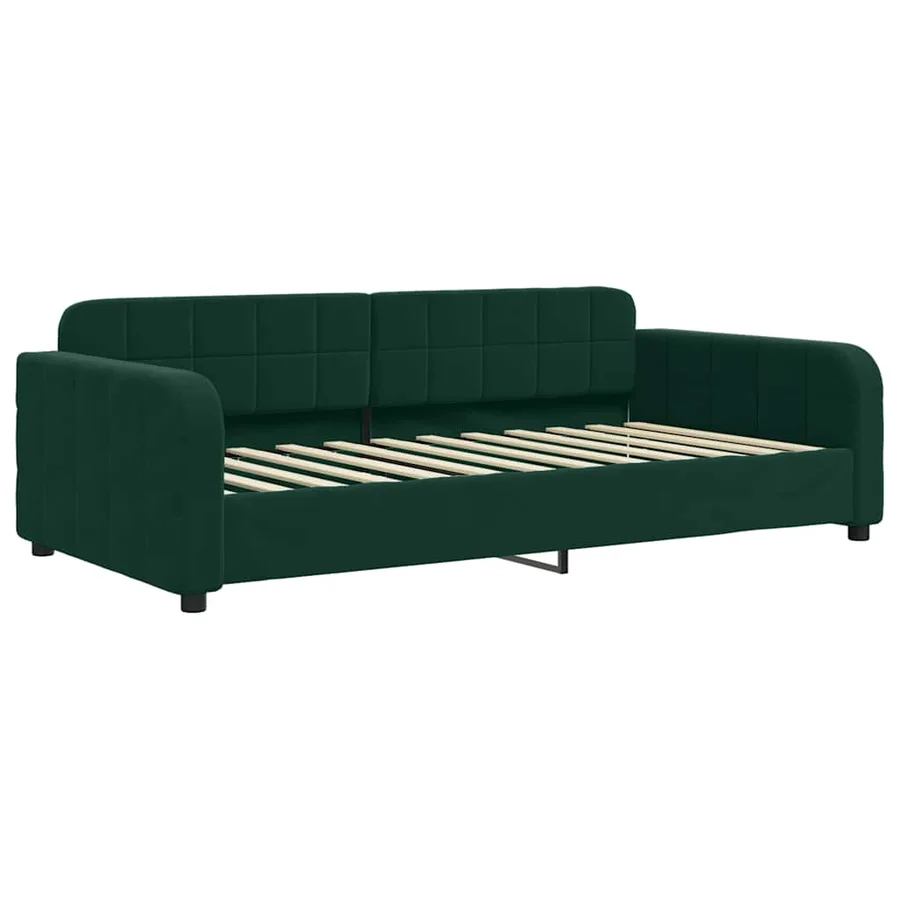 Lit de jour avec matelas vert foncé 90x200 cm velours - 3