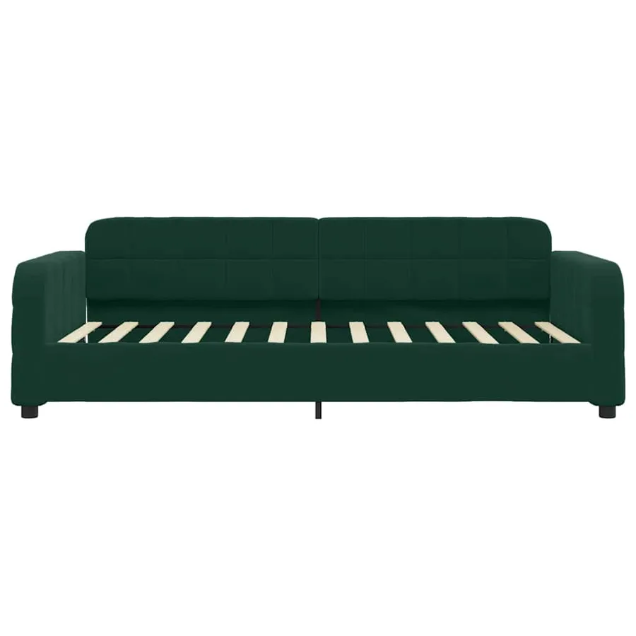 Lit de jour avec matelas vert foncé 90x200 cm velours - 4