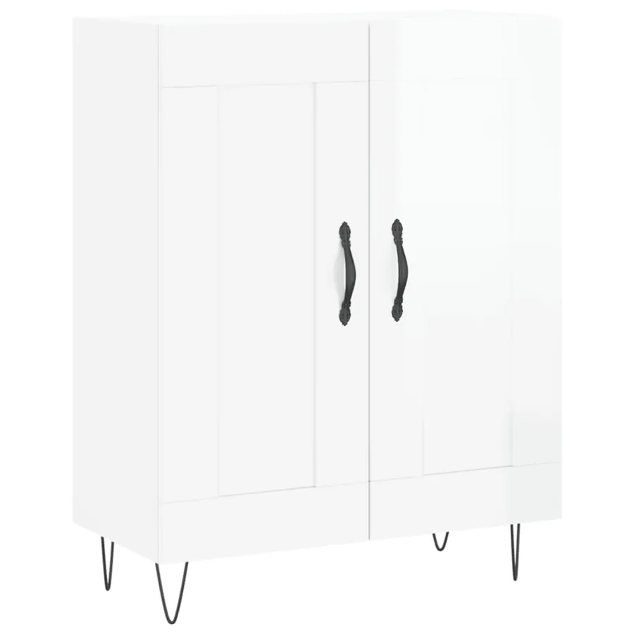 Buffet Blanc brillant 69,5x34x90 cm Bois d'ingénierie - 2
