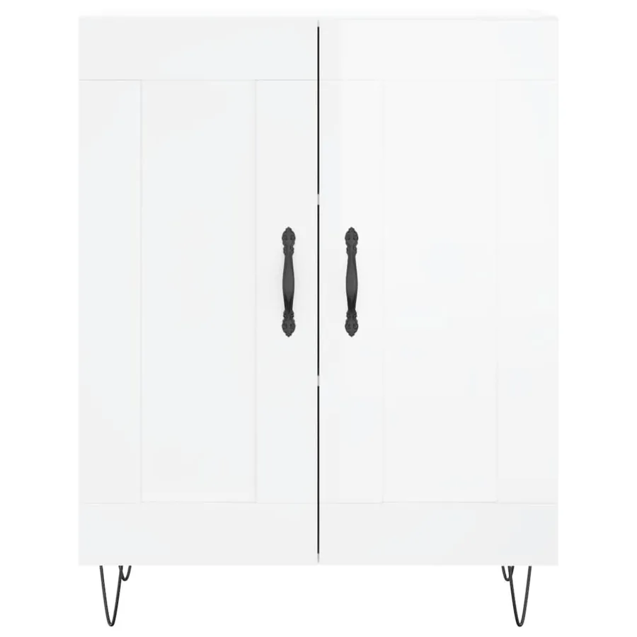 Buffet Blanc brillant 69,5x34x90 cm Bois d'ingénierie - 5