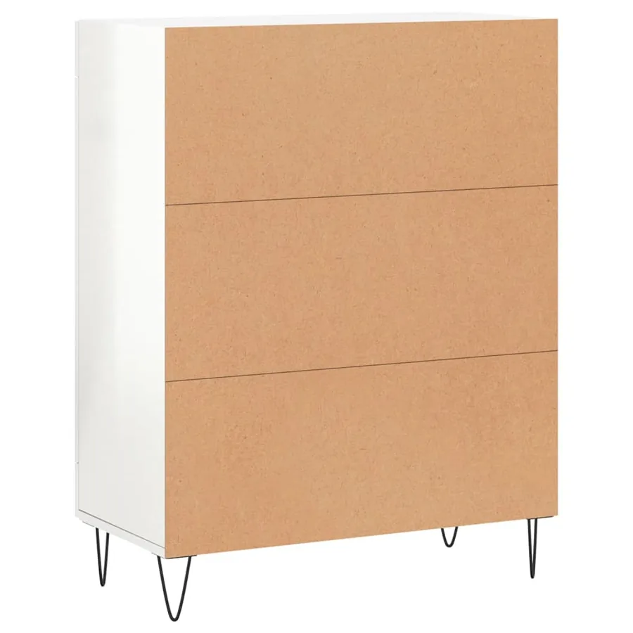 Buffet Blanc brillant 69,5x34x90 cm Bois d'ingénierie - 8