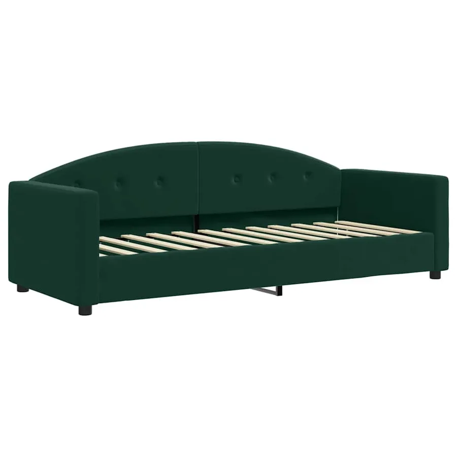 Lit de jour avec matelas vert foncé 90x200 cm velours - 3