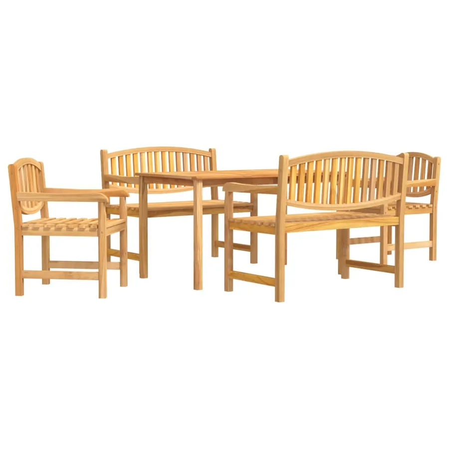 Ensemble à manger de jardin 5pcs Bois de teck massif - 2