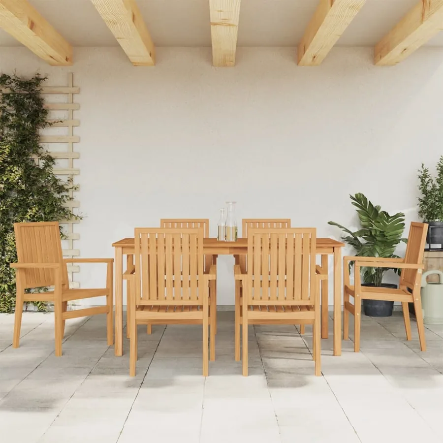 Ensemble à manger de jardin 7 pcs Bois de teck solide