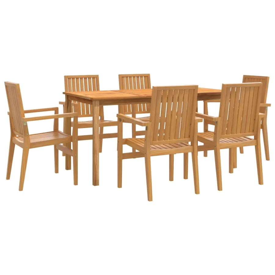 Ensemble à manger de jardin 7 pcs Bois de teck solide - 2