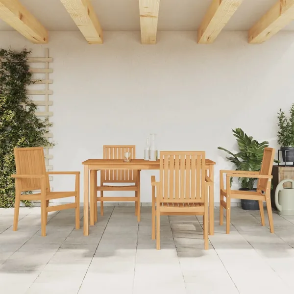 Ensemble à manger de jardin 5pcs Bois de teck massif
