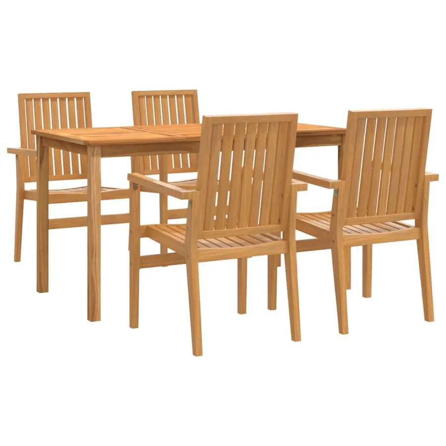 Ensemble à manger de jardin 5pcs Bois de teck massif - 2
