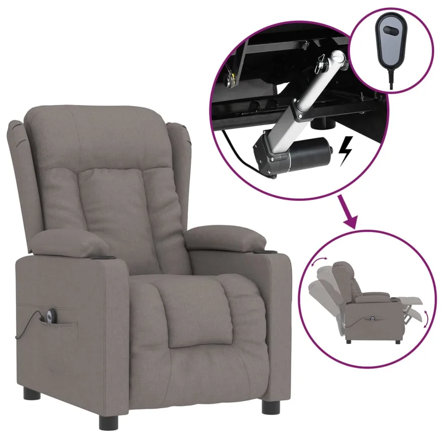 Fauteuil inclinable électrique Taupe Tissu - 2