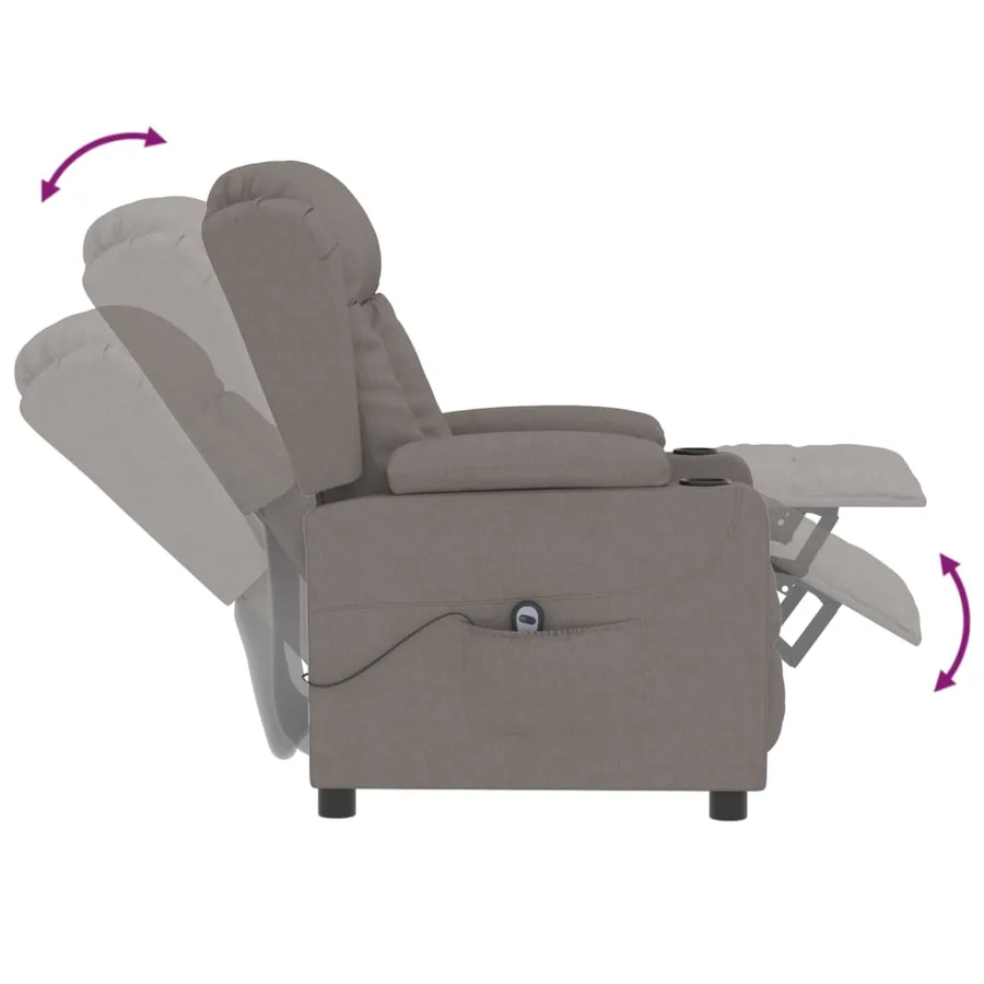 Fauteuil inclinable électrique Taupe Tissu - 7