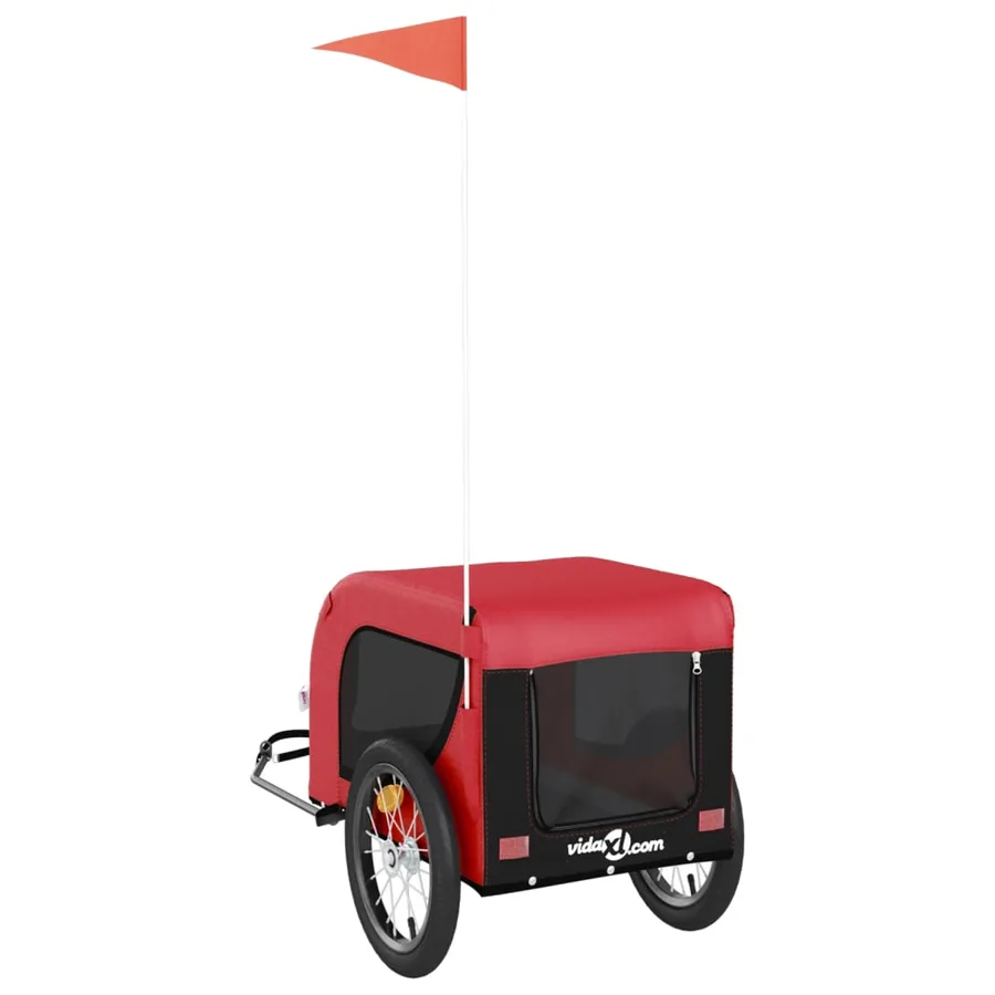 Remorque de vélo pour animaux de compagnie rouge et noir - 7