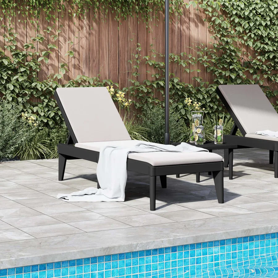 Chaise longue anthracite 186x60x29 cm PP - 3