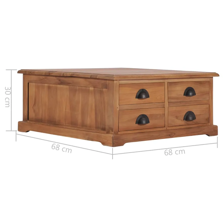 Table basse 68x68x30 cm Bois de teck solide - 7