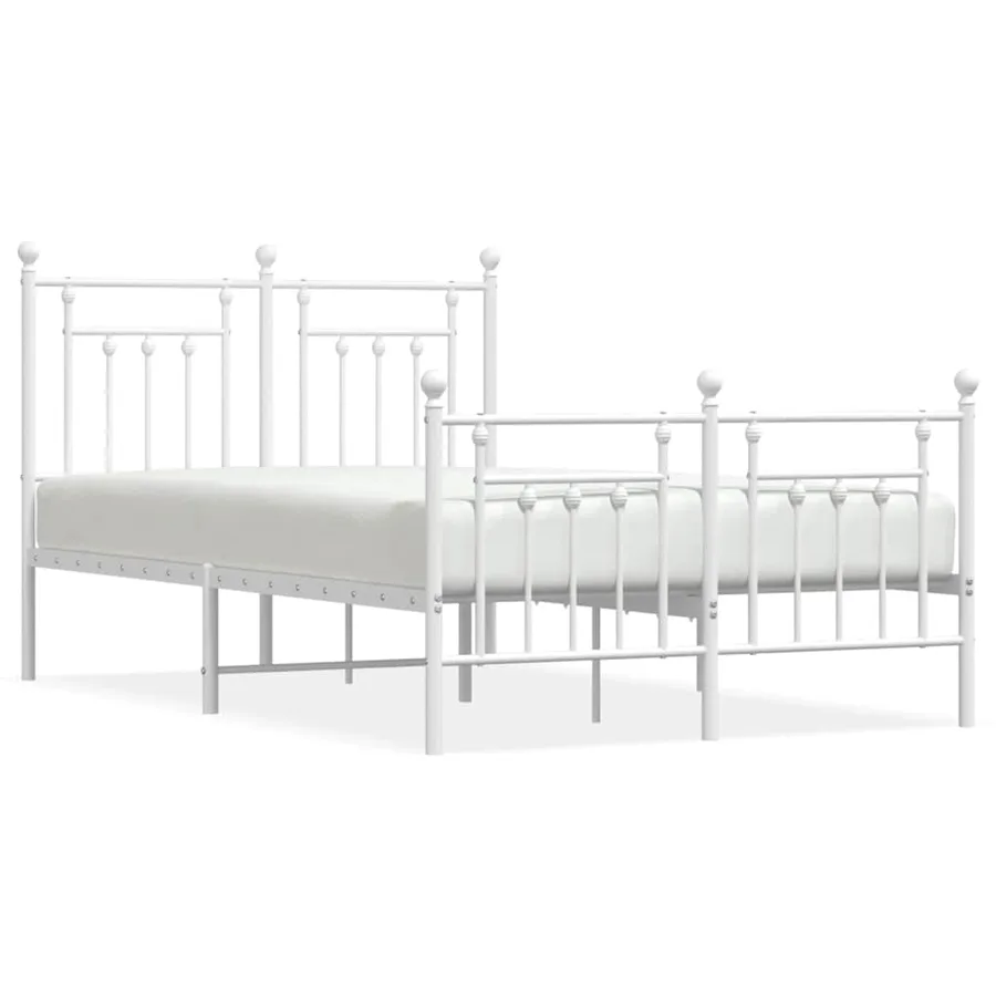 Cadre de lit métal sans matelas et pied de lit blanc 120x200 cm - 2