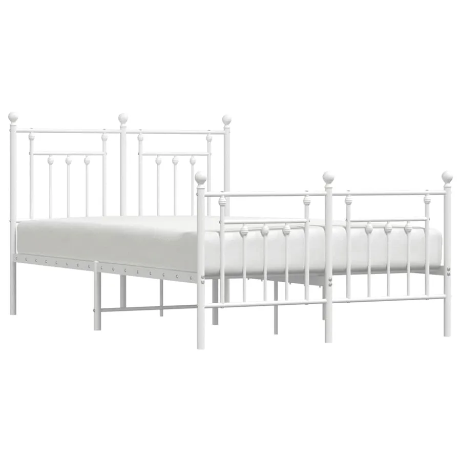 Cadre de lit métal sans matelas et pied de lit blanc 120x200 cm - 5