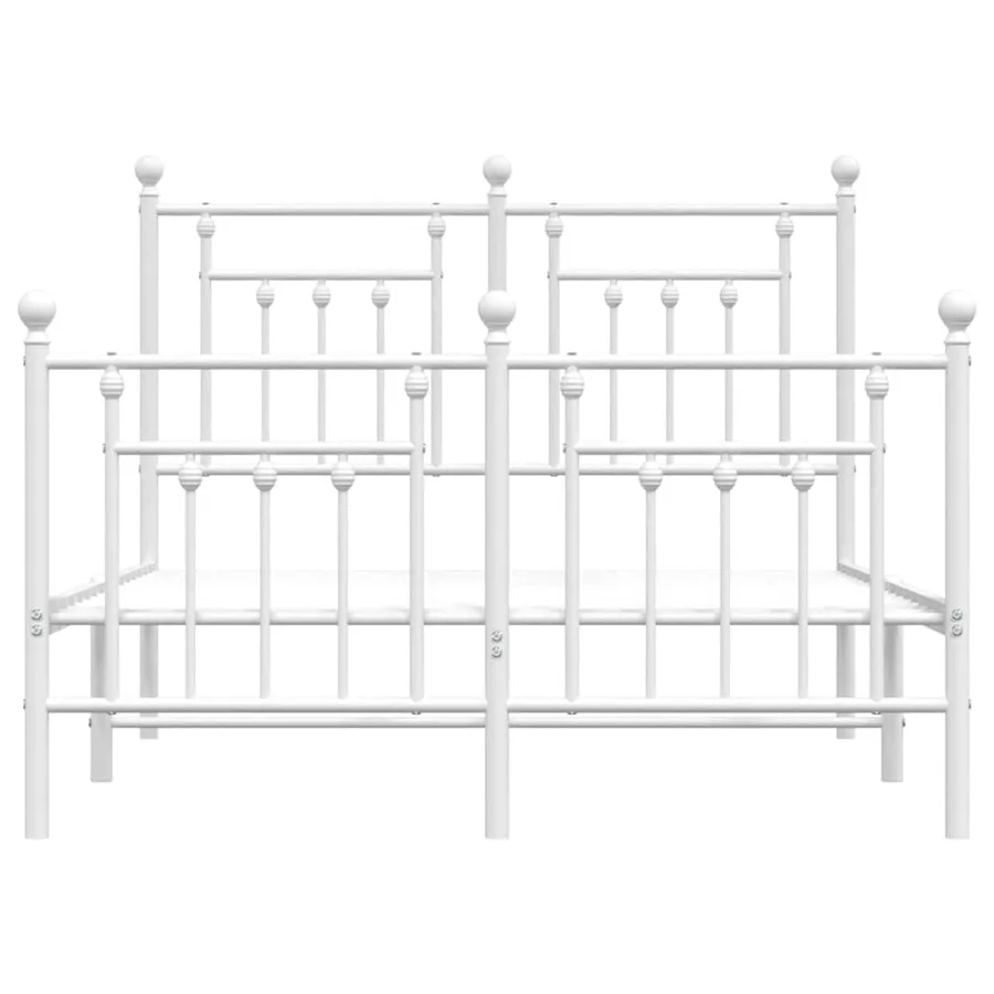 Cadre de lit métal sans matelas et pied de lit blanc 120x200 cm - 6