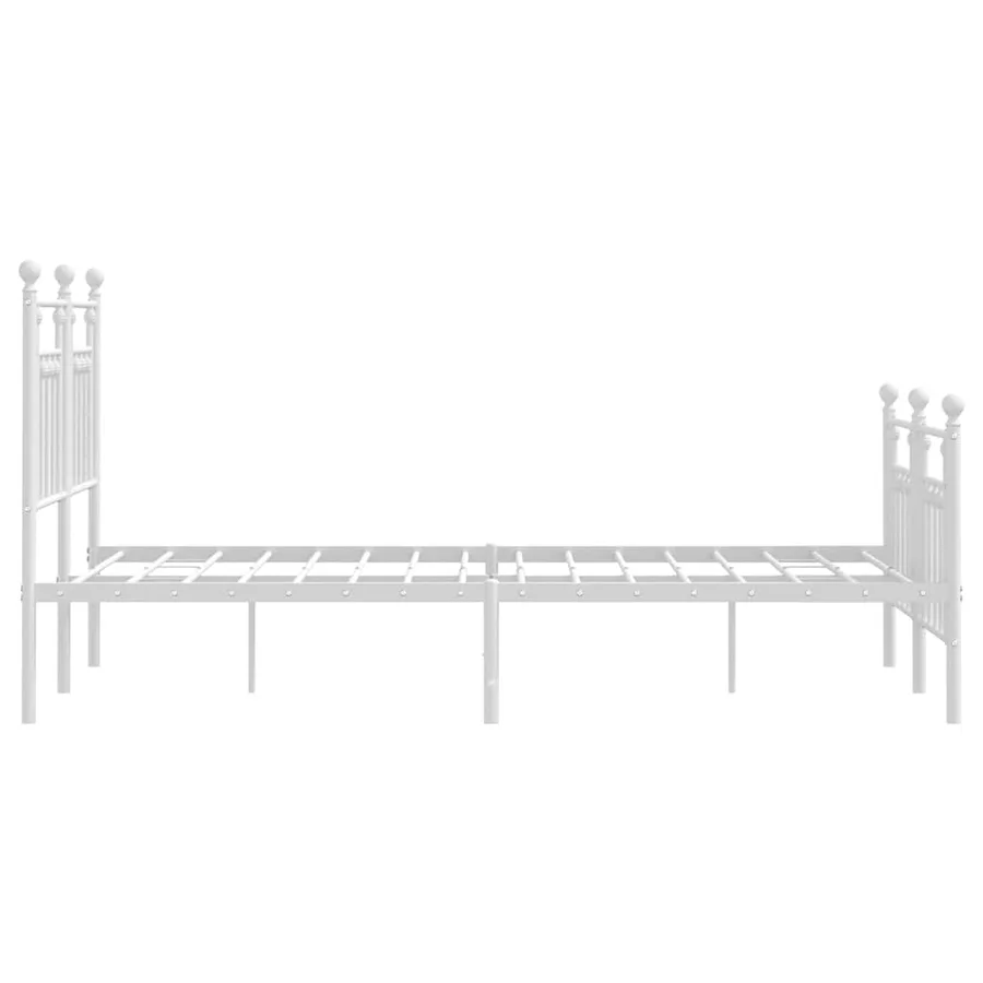 Cadre de lit métal sans matelas et pied de lit blanc 120x200 cm - 7