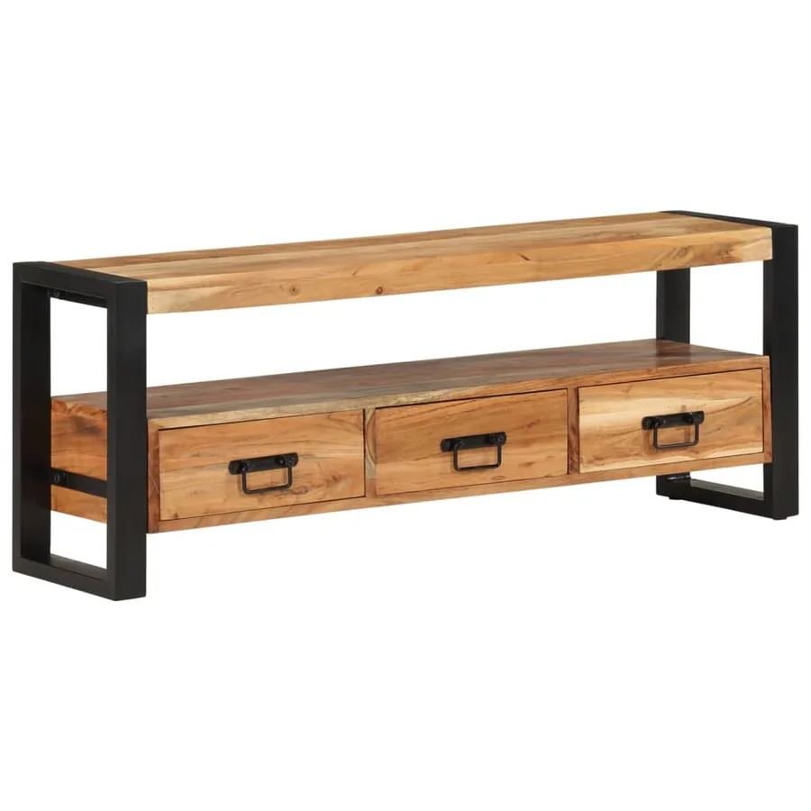 Meuble TV 120x30x45 cm bois d'acacia massif - 8