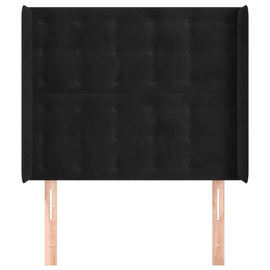Tête de lit avec oreilles Noir 83x16x118/128 cm Velours - 3