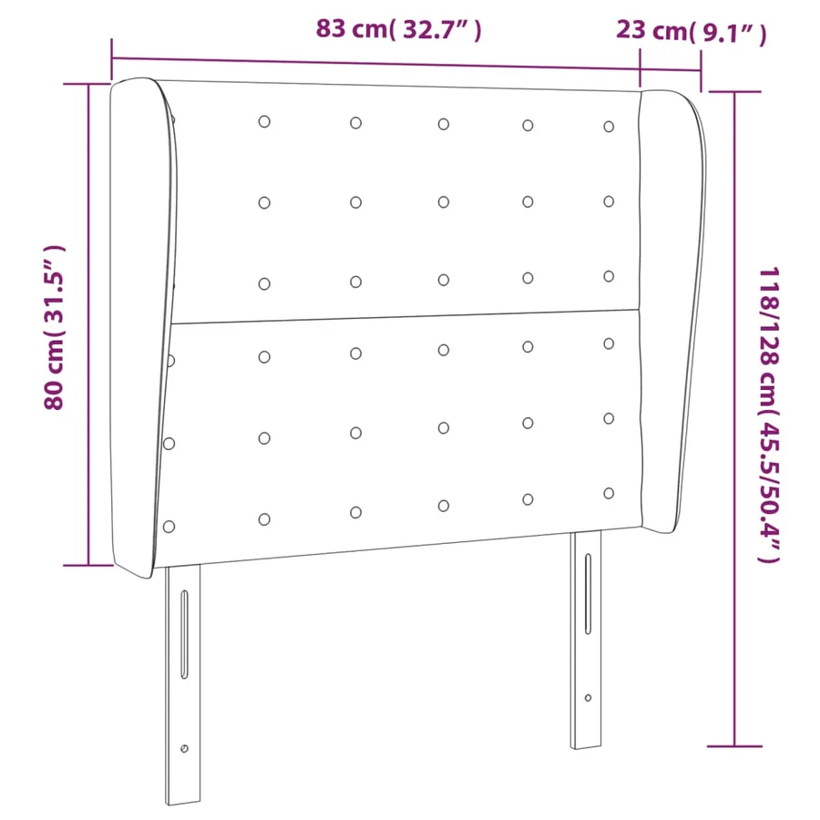 Tête de lit avec oreilles Noir 83x23x118/128 cm Velours - 9