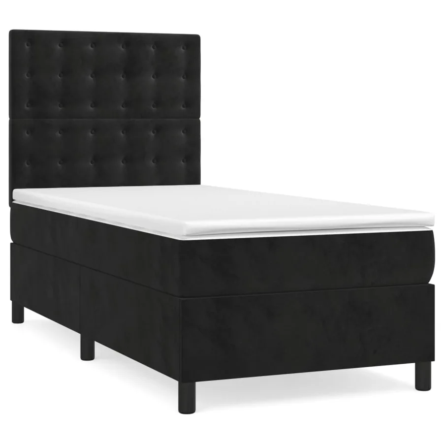 Sommier à lattes de lit et matelas Noir 80x200 cm Velours - 2