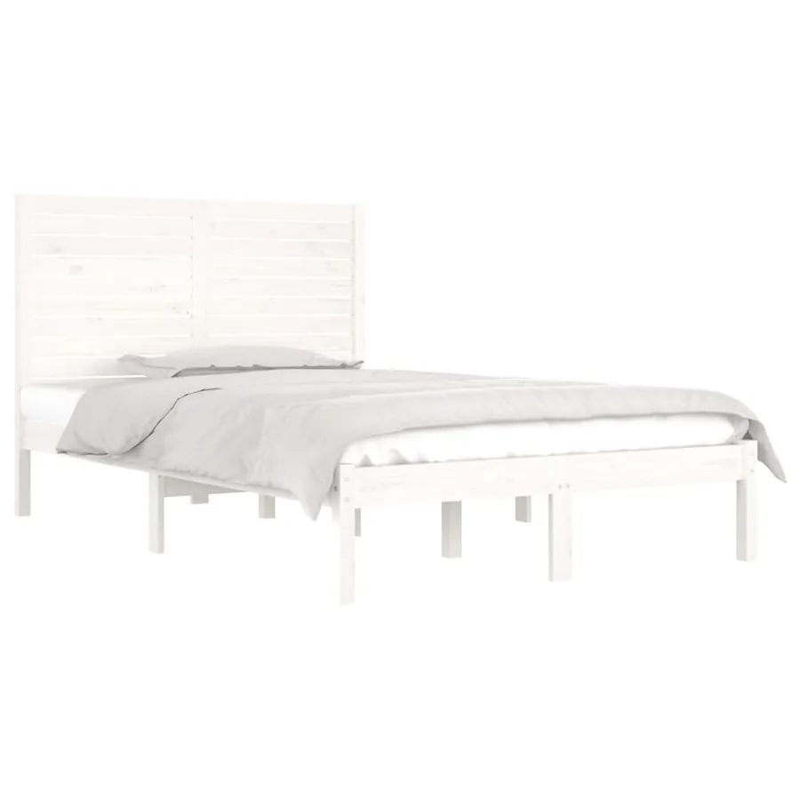 Cadre de lit sans matelas blanc 140x190 cm bois massif - 3